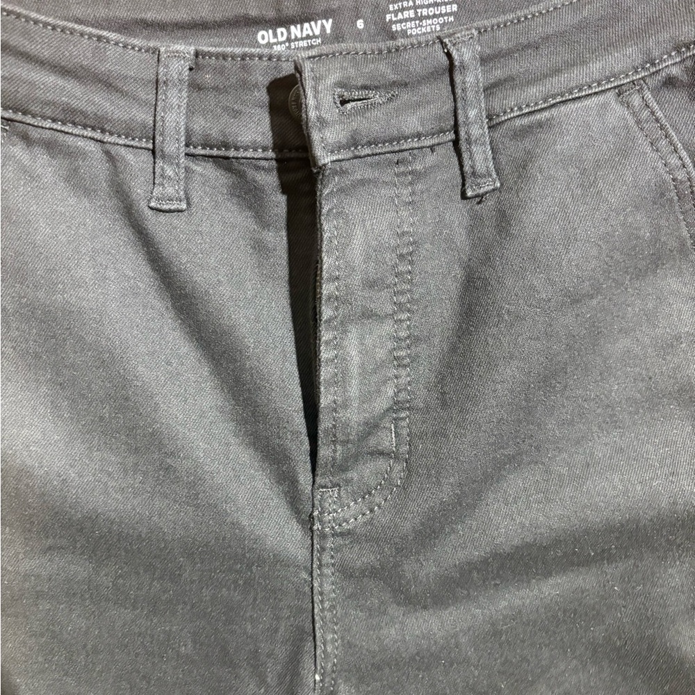Old Navy Women’s Black Extra High Rise 360 Stretch Trouser Flare Jeans Size 6 - Picture 13 of 14